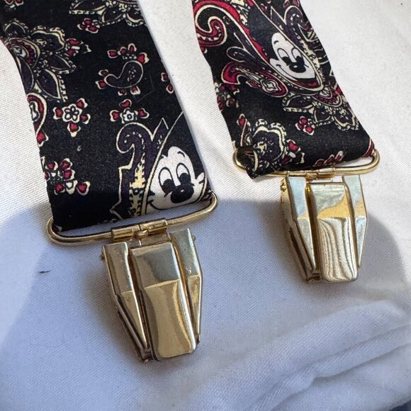 🎩 Rare Vintage Disney Mickey Mouse Paisley 100% Silk Suspenders 🎩 - Picture 11 of 16